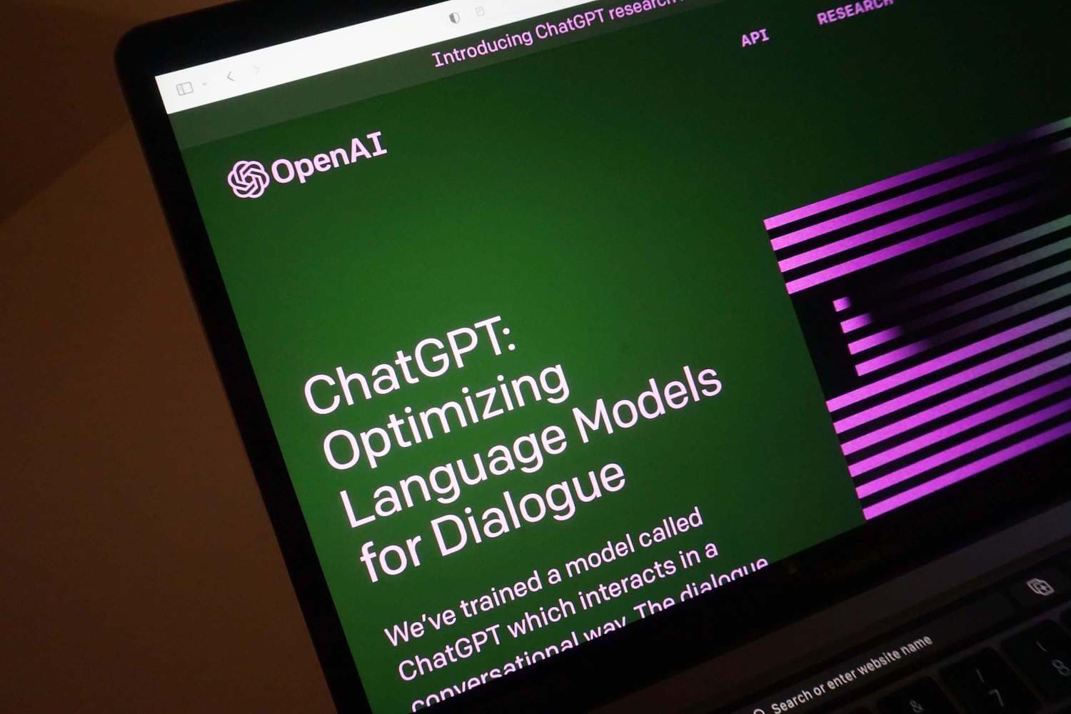 screen showing Introducing ChatGPT article in OpenAI website