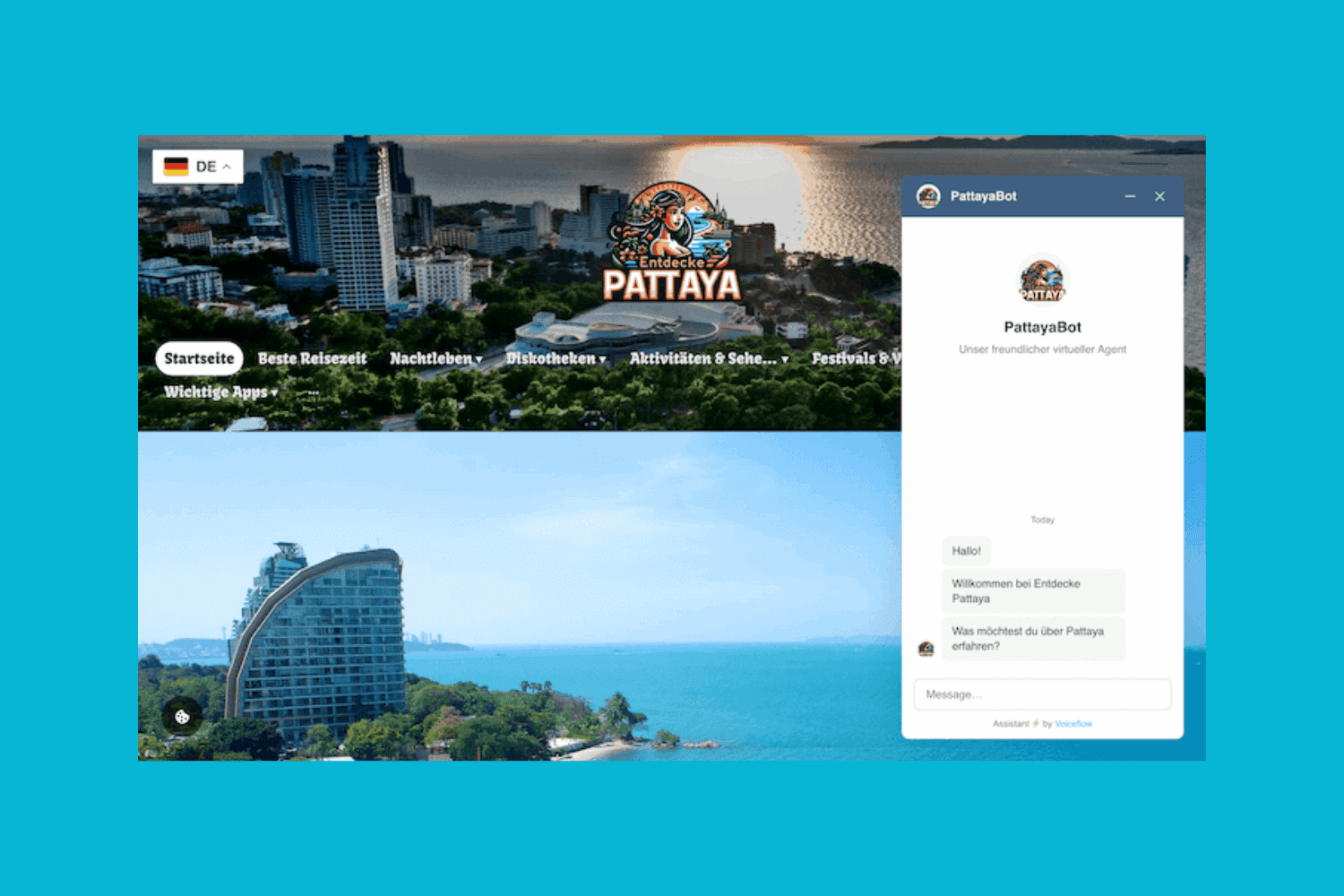 screenshot of the entdeckepattaya website featuring the pattayabot